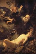 REMBRANDT Harmenszoon van Rijn The Angel stopping Abraham from sacrificing Isaac to God oil painting artist